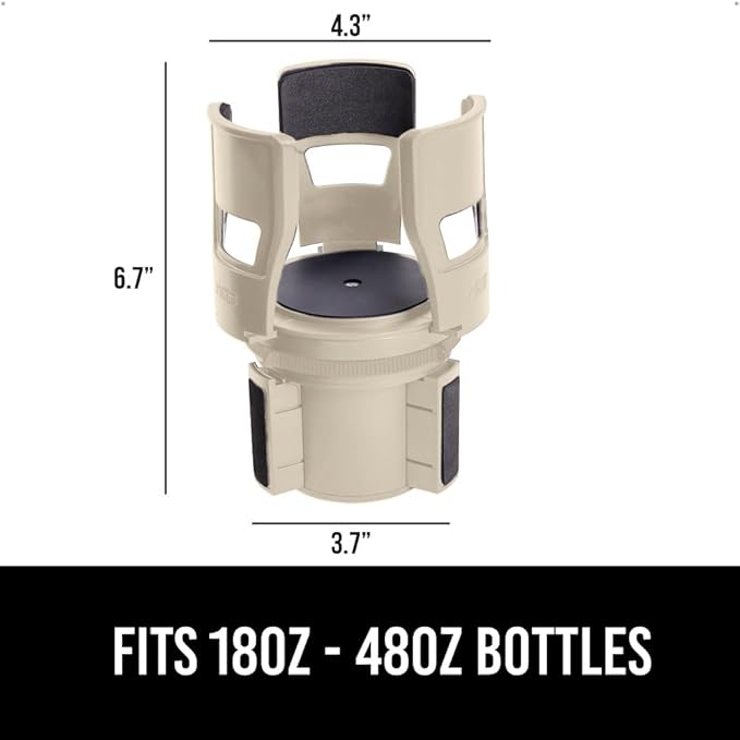GORILLA GRIP Patent Pending Adjustable Car Cup Holder Expander, Keeps Water Bottle Secure, Expands to Fit 18 to 48 oz Large B