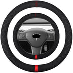 15 inch Suede Steering Wheel Cover, Compatible with Tesla Model 3, Y, S, X - Non-Slip Sport Wheel Cover for Men and Women
