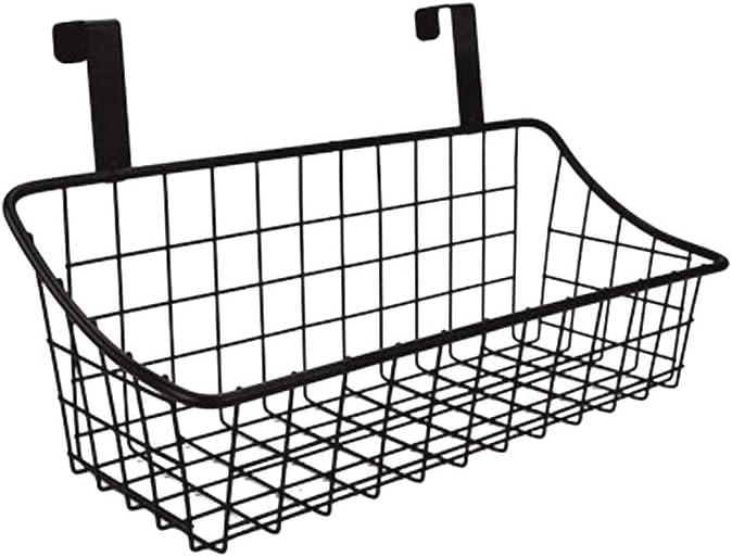 LeleCAT Basket with hook Grid Storage Basket, Hang it behind a door or on a railing, Over the Cabinet Door, Small, BLack,1 Pa