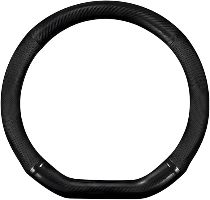 Car Breathable Steering Wheel Cover, Carbon Fiber Wear-Resistant D Shape Steering Wheel Protector for Comfy Grip, Universal N