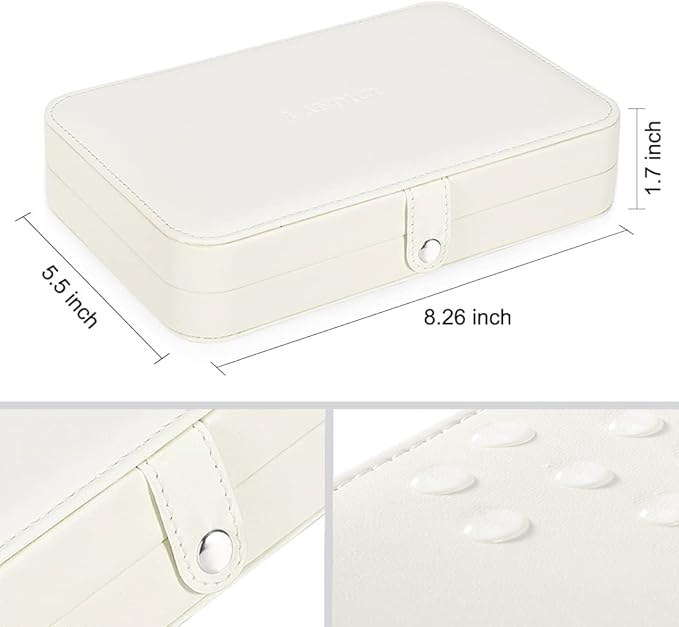 LANDICI Small Jewelry Box for Women Girls, PU Leather Travel Jewelry Case, Portable Jewelry Organizer Storage Holder Display 