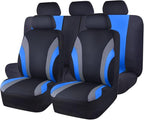 CAR PASS Line Rider Sporty Cloth 11PCS Universal Fit Car Seat Cover -100% Breathable with 5mm Composite Sponge Inside,Airbag 