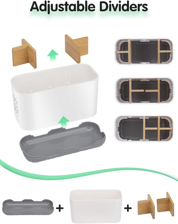 GFWARE Toothbrush Holders for Bathrooms - Bamboo Divider Toothbrush and Toothpaste Holder with Drainage, Kids Electric Toothb