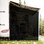 RV Awning Side Shade Screen 9'x 7' Breathabe Black Mesh Sunshade for Camper Trailer Canopy, UV Sun Blocker Complete Kits