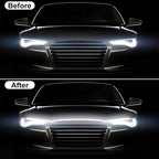 Flexible 59 Inch LED Strip Lights - Waterproof Car Hood Daytime Running Light Strip with Turn Signal for Trucks, Cars (White)