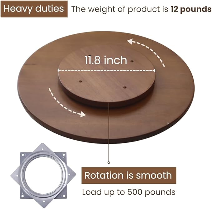 CONMEOCON- 22" Wooden Large Lazy Susan for Table Top with Premium Rubber Wood Sturdy and Good Craftsmanship, Large Charcuteri