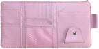 Car Sun Visor Organizer Auto Car Visor Pocket and Interior Accessories Car Storage Organizer with Multi-Pocket Net Zippers (Style 1-Pink)