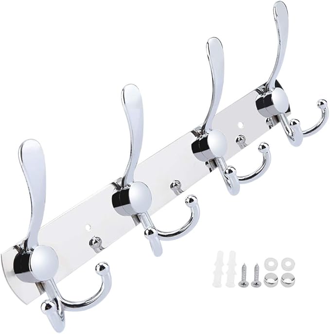 Stainless Steel Wall Hooks for Clothes, Multifunctional Towel Hat Rack Organizer, Wall Mounted Coat Rack Durable Hangers for 