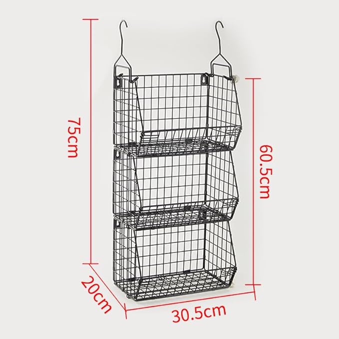 3 Tier Hanging Foldable Wire Baskets Closet Organizer Clothes Shelves Countertop Caddy Bin Wall Mount Shelf Storage Basket Bi