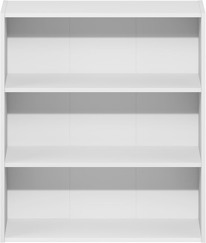 Furinno Basic Book Shelf, 3-Tier Bookshelf, Cube Storage Organizer Bookcase with Open Shelf, 7 x 24 x 26, for Living Room, Be