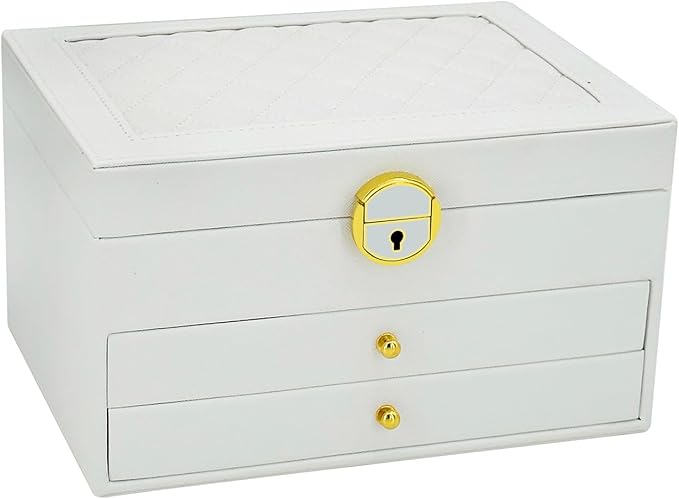 KOOAAICCHI Jewelry Box for Women, 3-Layer Jewelry Organizer, Jewelry Storage Case PU Leather for Earrings, Bracelets, Ring, N