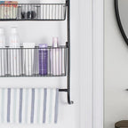 Fancial Over The Door Organizer, Metal Organizer, 3-Layer Hanging and Wall-Mounted mesh Baskets, Easy to Install,Black