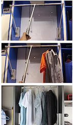 Adjustable Pull Down Clothes Rail - Extendable Pull Out Closet Rod, Stainless Steel Removable Hanger, Soft Return Design, Spa