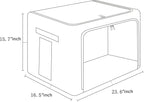 FHSQX 2 Pack Clear Window Storage Bins - Large Stackable Linen Fabric Storage for Clothes Foldable Container Organizer Set wi