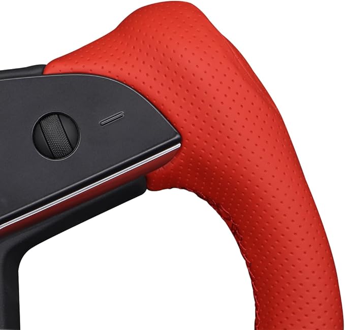 MEWANT Hand Stitched Red Leather Tesla Model S Yoke Steering Wheel Cover Wrap for Tesla Model S 2021-2023 / Model X 2021-2023 Tesla Yoke Steering Wheel Accessories