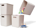 Yishyfier Plastic Storage Baskets With Lid Organizing Container Lidded Knit Storage Organizer Bins for Shelves Drawers Deskto