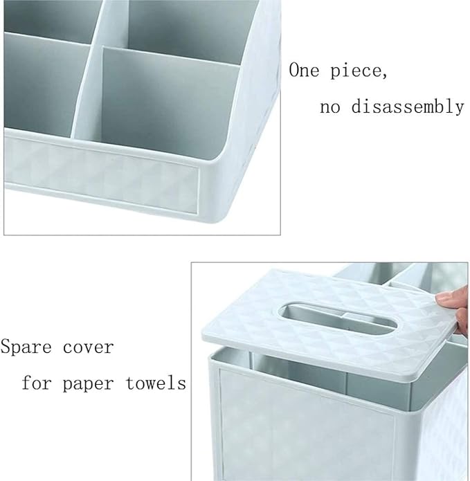 Bathroom Makeup Organizers, Plastic Cosmetics Storage Box With Tissue Box Sundries Desktop Lipstick Skincare Makeup Organizer