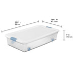Sterilite 8-Pack Latching Box, Under Bed Storage Bins with Lids, Clear Plastic, 56 Quart - Heavy-Duty Organizing Containers f