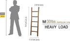 Wooden Blanket Ladder Natural & Motley Wood - Leaning Wall Decor for Bedroom, Bathroom, Living Room - Rustic Quilt Holder & T