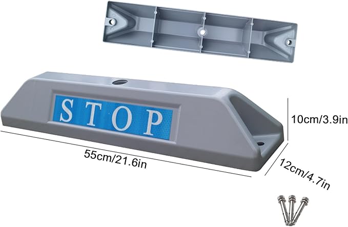 Cast Aluminum Parking Stopper for Garage, 2-Piece Garage Parking Aid, Garage Parking Stops with Reflective Signs, for Driveway, Garage(Gray)
