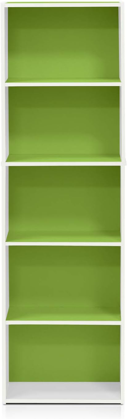 Furinno LUDER Book Shelf, 5-Tier Bookshelf, Bookcase with Open Shelves, 9.4 x 15.8 x 52, Easy Assembly, for Living Room, Bedr