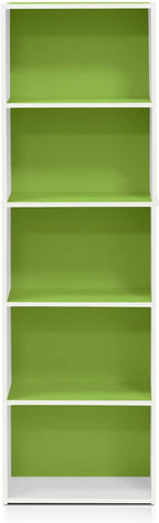 Furinno LUDER Book Shelf, 5-Tier Bookshelf, Bookcase with Open Shelves, 9.4 x 15.8 x 52, Easy Assembly, for Living Room, Bedr