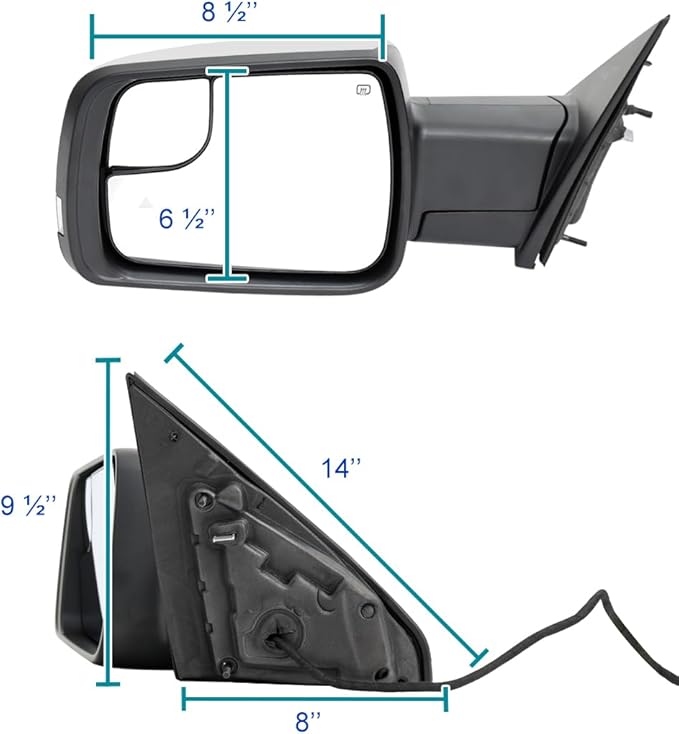 Spec-D Tuning Chrome Power Fold Heated + Puddle + Blind Spot Monitor Left Driver Side Mirror Compatible with 2019-2024 Ram 1500, Left + Right Pair