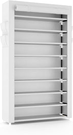 VILICK Shoe Rack with Cover Narrow Shoe Organizer with Pockets 10 Tier Tall Shoe Storage Holds 36-41 Pairs Shoes and Boots Sh