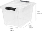IRIS USA 19 QT Plastic Storage Box with Lid and Latches - 4 Pack - BPA-Free, See-Through Organizing Solution, Durable Nestabl