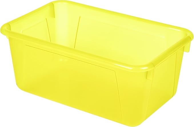 Storex Small Cubby Bin, 12.2 x 7.8 x 5.1 Inches, Candy Yellow, 5-Pack (62476U05C)