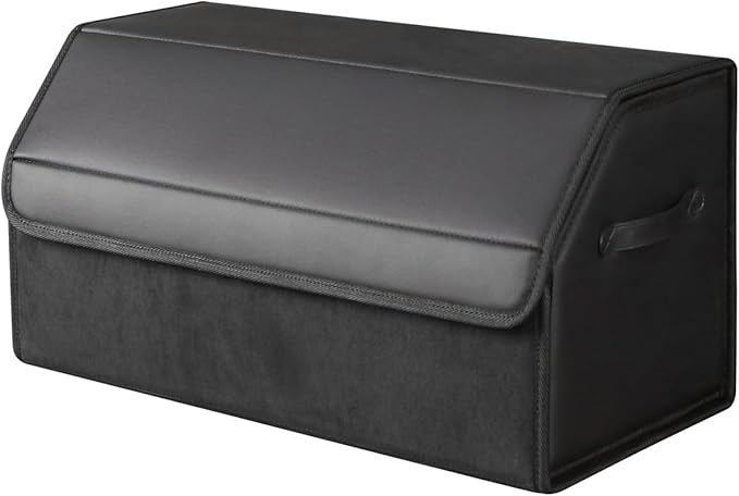 car organizers and storage for SUV,trunk organizer for sedan, leather foldable sleek box with lid,collapsible cargo bins, tool