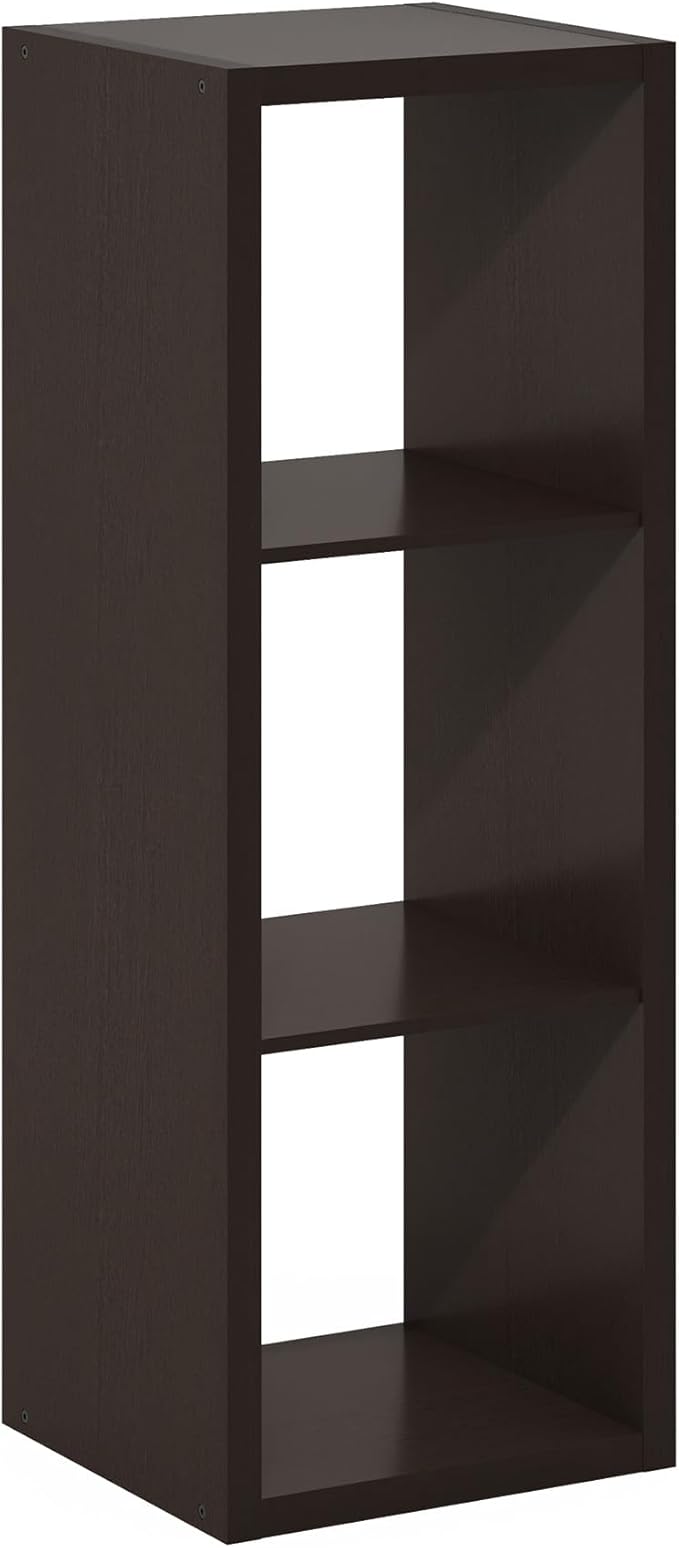 Furinno Cubicle Book Shelf, 3-Cube Bookshelf, Extra Thick Frame Horizontally & Vertically Reversible Bookcase with Open Back,