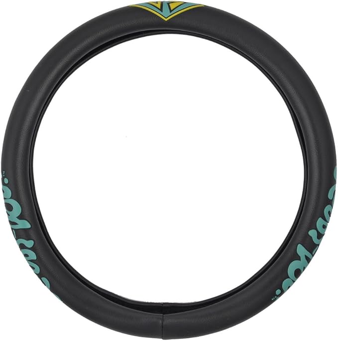 BDK Warner Brothers Scooby Doo Car Steering Wheel Cover - Non-Slip Ergonomic Grip Lining - Durable Faux Leather Steering Wheel Cover - Easy Installation 14.5-15.5 in Diameter Car Accessories (Black)
