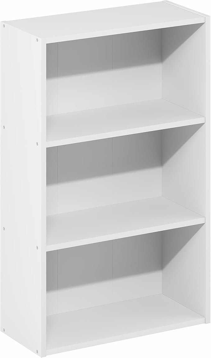 Furinno Basic Book Shelf, 3-Tier Bookshelf, Cube Storage Organizer Bookcase with Open Shelf, 7 x 17 x 26, for Living Room, Be