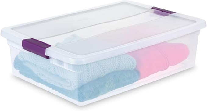 Sterilite 24-Pack 32 Quart ClearView Latch Box, Stackable Organizer Bins with Latching Lids - Clear Plastic Organization Cont