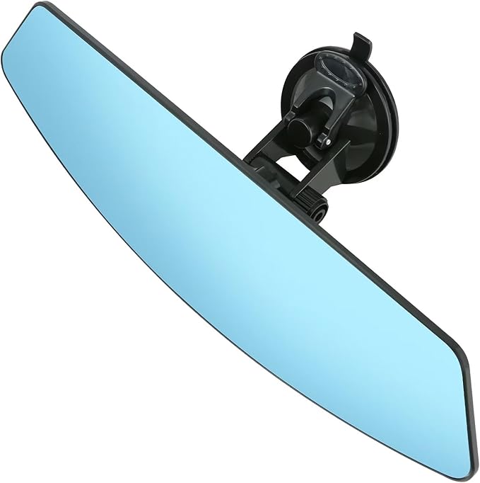 Car Rear View Mirror with Adjustable Suction Cup,Wide Angle Reduce Blind Spots 12.6inch HD Universal Panoramic Interior Rearview Mirror for Cars,SUVs,Trucks,Vehicles Blue