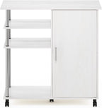 Furinno Helena Multipurpose Storage Cabinet/Shelves,Printer Stand with Lockable Wheels, Stainless Steel Tubes, White Oak/Chro