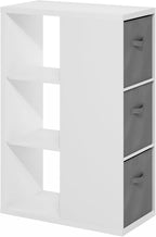 Furinno Viola Book Shelf, 3-Tier Bookshelf, Cube Storage Organizer Bookcase with Open Shelf, with Storage Bins, 13.6 x 29.3 x