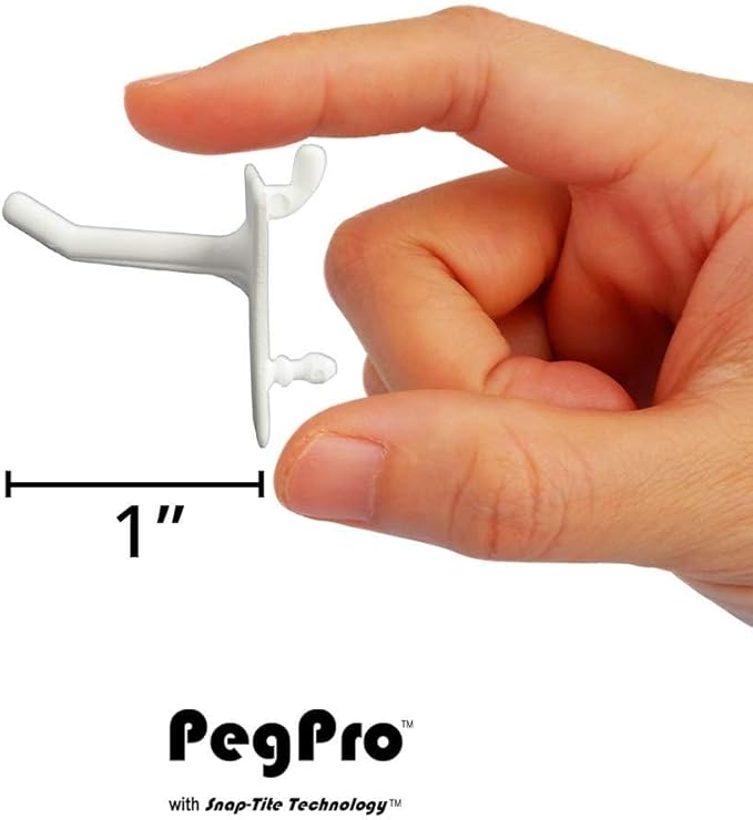 PegPro® 1" Hooks Kit for Standard “Wood Fiber” pegboard – Durable Plastic Pegboard Hooks - for Garage, Kitchen, Craft Room, a