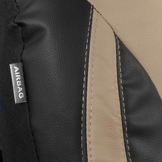 Motor Trend Beige Faux Leather Car Covers for Front Seats – Premium Automotive Bucket Seat Covers, Made for Vehicles with Rem
