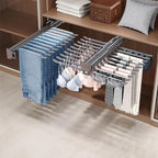 Pull Out Trouser Rack 16-24 Arms, Double Row Hanger, Extendable Pants Holder Sliding Closet Hanger Rail for Pants Clothes Org