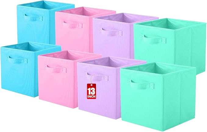 ShellKingdom Storage Bins, Foldable Fabric Storage Cubes And Cloth Organizer Drawer For Closet And Toys, 13 X 13 X 13 INCH, 8