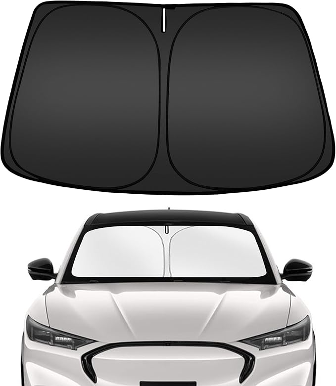ARISMOTOR Windshield Sun Shade for Ford Mustang Mach-E 2021-2025 2026, Custom Fit Foldable Front Window Sunshade Sun Visor Protector, Block UV Rays Keep Your Car Cooler