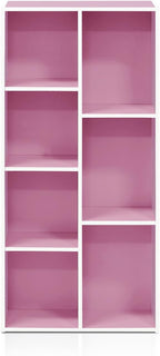 Furinno LUDER Book Shelf, 7-Cube Bookshelf, Bookcase with Open Shelves, 9.4 x 19.5 x 41.7, Easy Assembly, for Living Room, Be