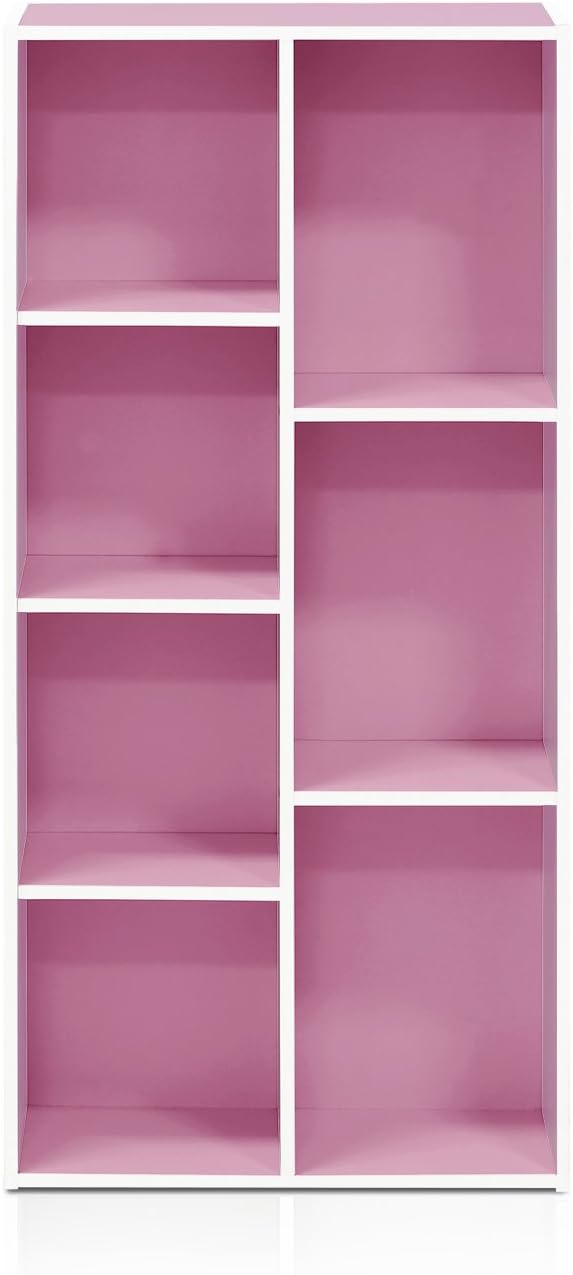 Furinno LUDER Book Shelf, 7-Cube Bookshelf, Bookcase with Open Shelves, 9.4 x 19.5 x 41.7, Easy Assembly, for Living Room, Be