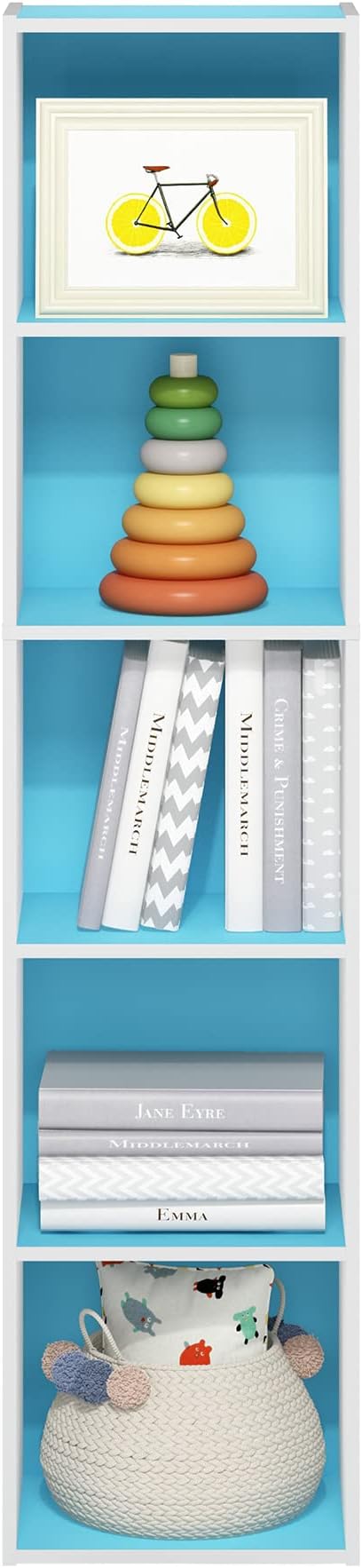Furinno PASIR Book Shelf, 5-Tier Modern Bookshelf, Open Shelves Bookcase 9 x 12 x 52, Easy Assembly, for Living Room, Bedroom