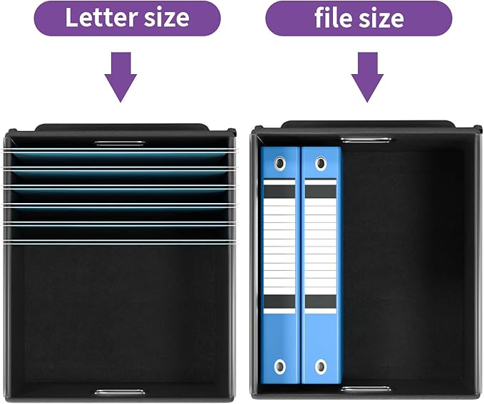 Huolewa File Organizer Box with Lid, Collapsible File Folder Organizer for Office Document Storage, Filing Box with Plastic S