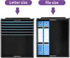Huolewa File Organizer Box with Lid, Collapsible File Folder Organizer for Office Document Storage, Filing Box with Plastic S