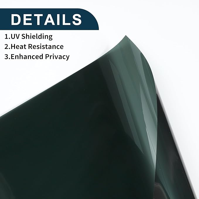 Motoforti Nano Ceramic Car Window Tint Film VLT 15% IRR 65% UVR 85% Black Green 5ft x 30inch Privacy Film 2mil PET 1 Pc