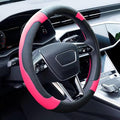 Xizopucy Pink Steering Wheel Cover Microfiber Leather Sporty Car Accessories for Men and Women,Breathable Non-Slip Universal 